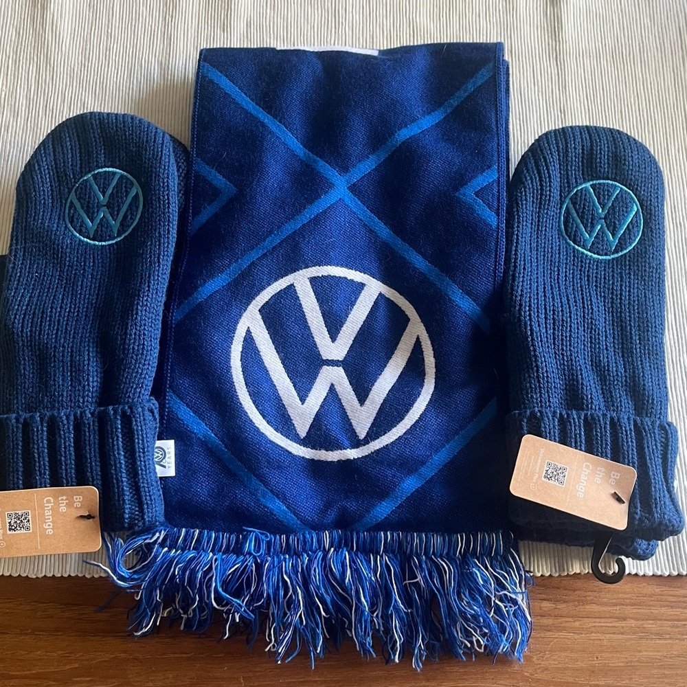 Volkswagen Blue Scarf and Mittens Set